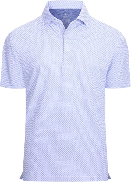 Alex Vando Mens Golf Shirt Moisture Wicking Classic Print Golf Shirts for Men