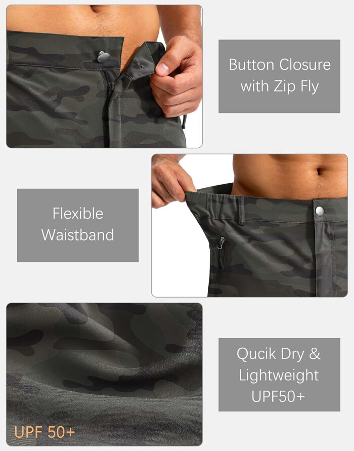 Pudolla Men's Hiking Cargo Shorts 9" Lightweight Outdoor Work Shorts for Men Travel Golf Camping Casual with 5 Zipper Pockets - Image 5