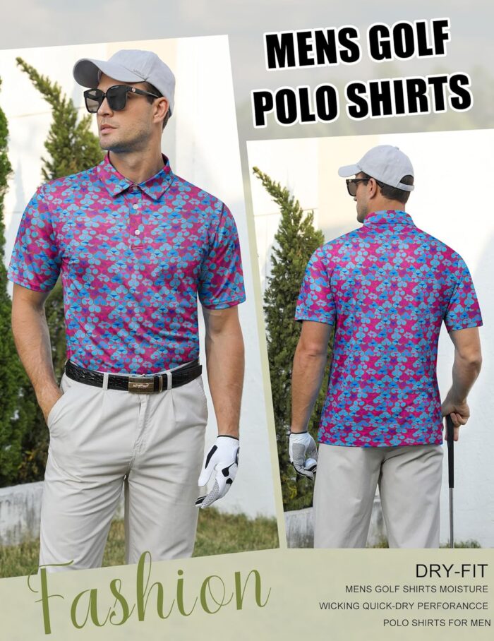 uideazone Golf Shirts for Men Dry Fit Polo Shirt Short Sleeve Moisture Wicking Golf Polos Performance Golf Tennis Shirt - Image 4