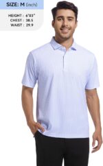 Esabel.C Mens Golf Shirts Print Moisture Wicking Short Sleeve Performance Dry Fit Stretch Active Polo Shirts for Men - Image 2