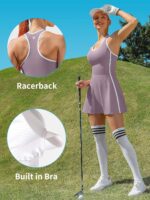 ATTRACO Tennis Dresses for Women with Shorts Pockets and Bra V Neck Racerback Golf Outfits - Image 3