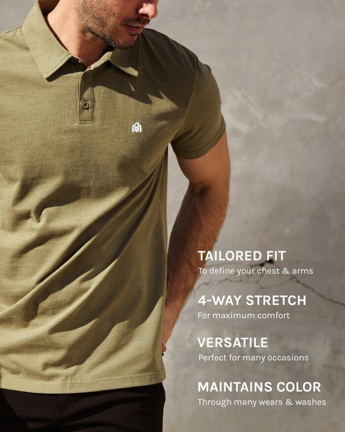 INTO THE AM Men's Polo Shirts - Fitted Short Sleeve Collar Shirt for Men S - 4XL - Image 3
