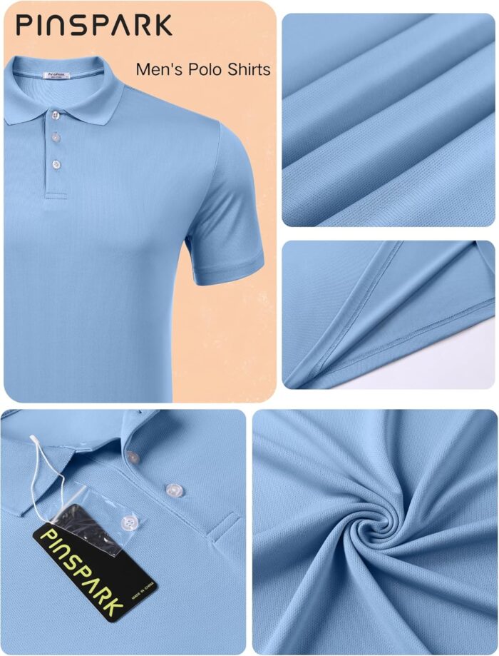 PINSPARK 1/3/4/5 Pack: Golf Polo Shirts for Men Multipacks Quick Dry Short Sleeve Collared Shirt Slim Fit Casual Polos Shirt - Image 4
