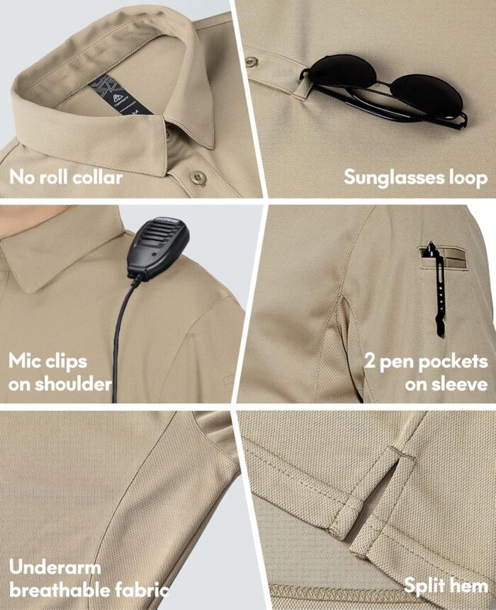 Haimont Men's Performance Dry Fit Polo Shirt Short and Long Sleeve Golf Collared T-Shirts for Tactical Outdoor Hiking - Image 3