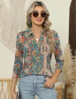 ZHENWEI Women's 3/4 Length Sleeve V-Neck Collared Tops Summer Business Casual Work Polo Shirts 2025 - Image 6
