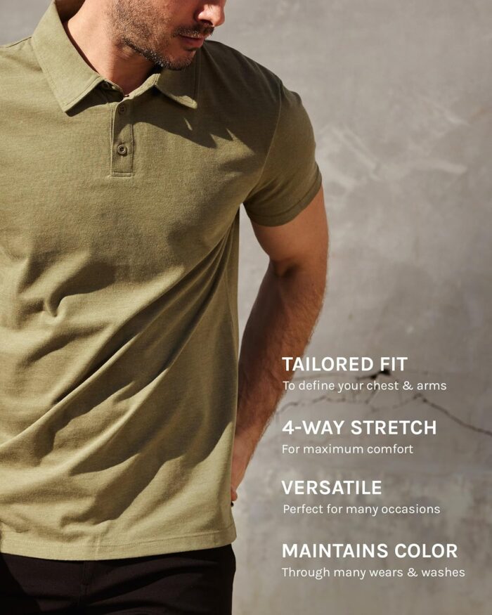 INTO THE AM Polo Shirts for Men - Comfortable Fit Collared Shirt Men S - 4XL Fitted Short Sleeve Classic Golf Shirts - Image 3