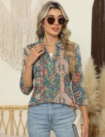 ZHENWEI Women's 3/4 Length Sleeve V-Neck Collared Tops Summer Business Casual Work Polo Shirts 2025 - Image 2