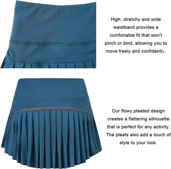 Yknktstc Women Tennis Skirt with Pocket Pleated Golf Skort Active Workout Running Athletic Shorts - Image 6