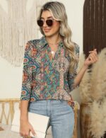ZHENWEI Women's 3/4 Length Sleeve V-Neck Collared Tops Summer Business Casual Work Polo Shirts 2025 - Image 5